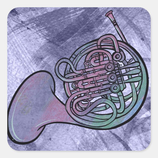French Horn Painting Artwork Band Class            Square Sticker (Front)