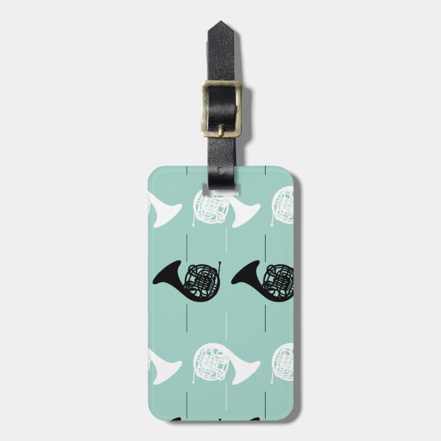 French Horn Pattern Luggage Tag (Front Vertical)