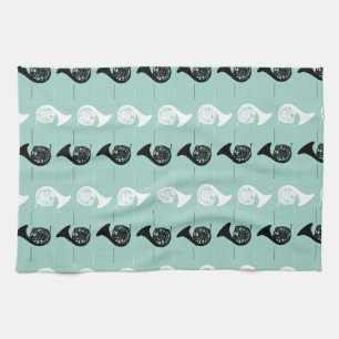 French Horn Pattern Tea Towel