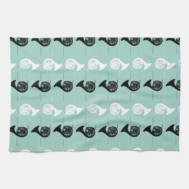 French Horn Pattern Tea Towel (Horizontal)