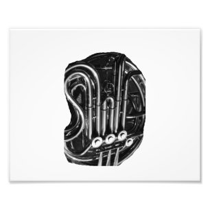 French Horn Piping Black and White photo design
