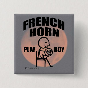 French Horn Play Boy 15 Cm Square Badge