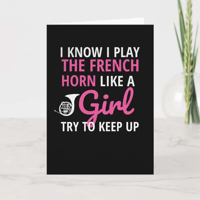 French Horn Player Girl | French Hornist Women Card (Front)
