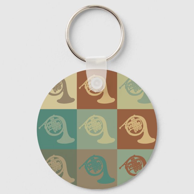 French Horn Pop Art Key Ring (Front)