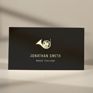 French Horn Professional Brass Teacher Black&White Business Card