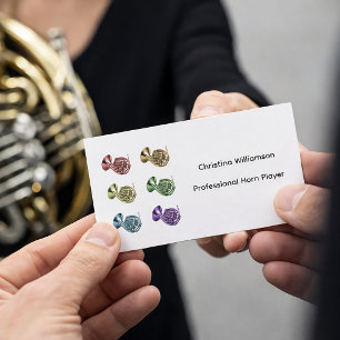 French Horn Rainbow Musician Personalise Business Card
