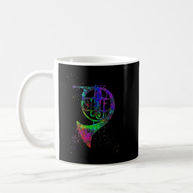 French Horn Rainbow on Black3 Coffee Mug (Left)