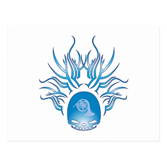 French Horn Skull Postcard