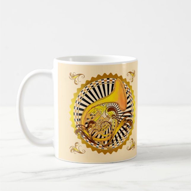 French Horn Swirls Coffee Mug (Left)