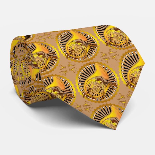 French Horn Swirls Tie (Rolled)