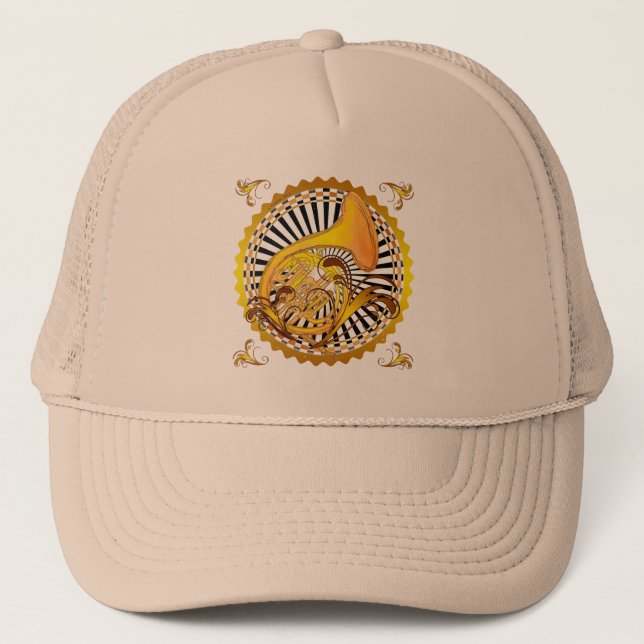French Horn Swirls Trucker Hat (Front)
