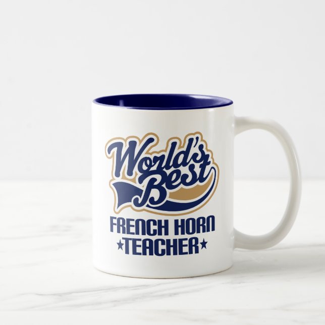 French Horn Teacher Gift Two-Tone Coffee Mug (Right)