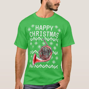 French Horn Ugly Christmas Hornist Brass Musician T-Shirt