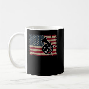 French Horn USA Flag Gift Patriotic Horn Player2 Coffee Mug