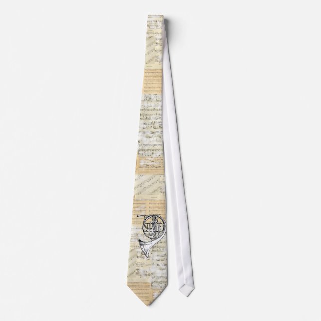 French Horn Vintage Music Tie (Front)