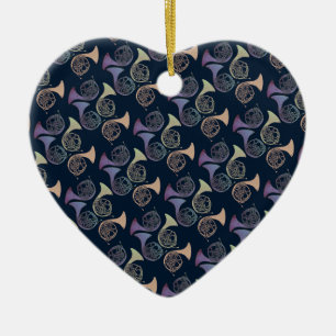 French Horns Art cute French horn designs Ceramic Tree Decoration