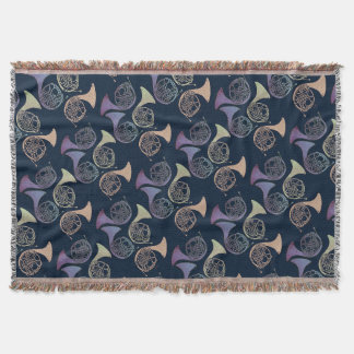 French Horns Art cute French horn designs Throw Blanket