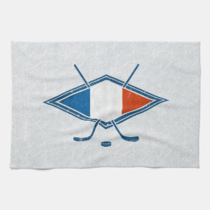 French Ice Hockey Flag Logo Tea Towels