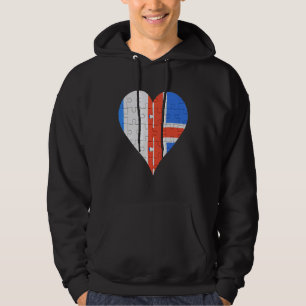 French Icelandic Flag Heart Hoodie