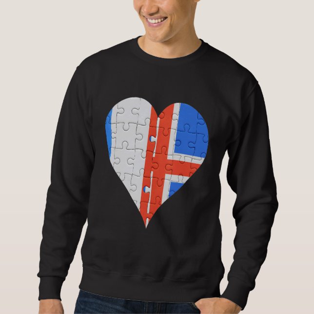 French Icelandic Flag Heart Sweatshirt (Front)