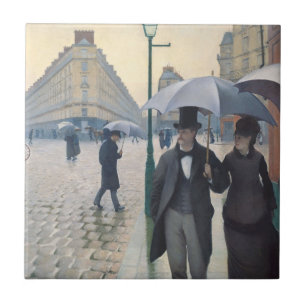 French Impressionism Paris Street Rainy Day Tile