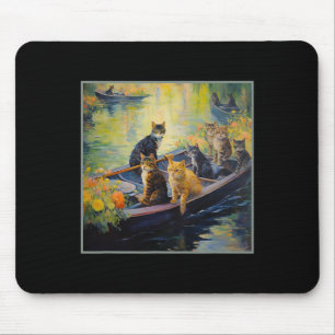 French Impressionist Boating Funny Cat Design On P Mouse Mat