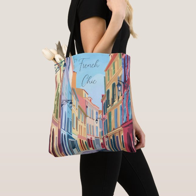 French Inspiration Chic Elegant Artistic Colourful Tote Bag (Close Up)
