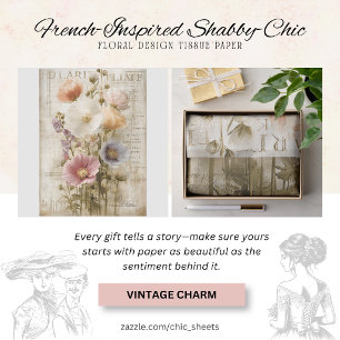 French-Inspired Shabby-Chic Floral Design Tissue Paper