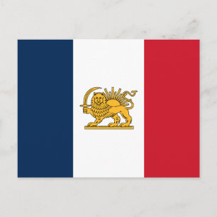 French Iranian Lion and Sun Heritage Flag Postcard