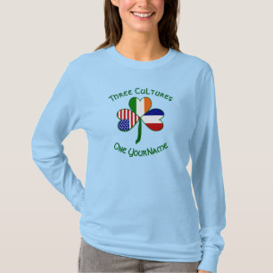 French Irish American Shamrock Personalised  T-Shirt