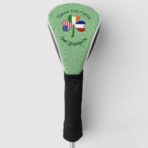 French Irish USA Flags Shamrock Personalised Golf Head Cover