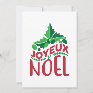 French Joyeux Noel Red Green Personalised  Holiday Card