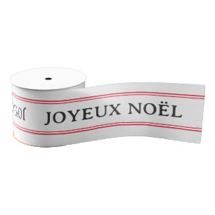 French Joyeux Noël Red Stripe Christmas Grosgrain Ribbon