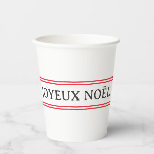French Joyeux Noël Red Stripe Christmas Paper Cups