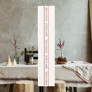 French Joyeux Noël Red Stripe Christmas Short Table Runner