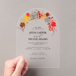 French Kissed Sweet Berry Grapes Flowers Wedding Acrylic Invitations