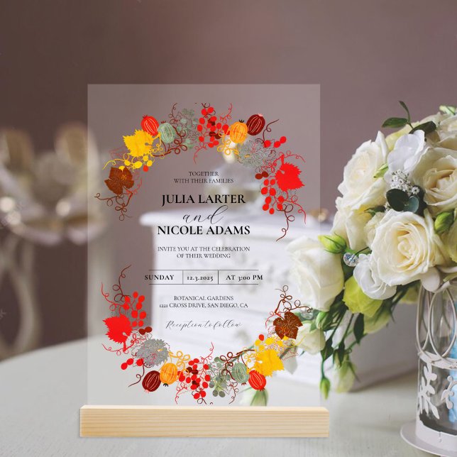 French Kissed Sweet Berry Grapes Flowers Wedding Acrylic Invitations (Creator Uploaded)