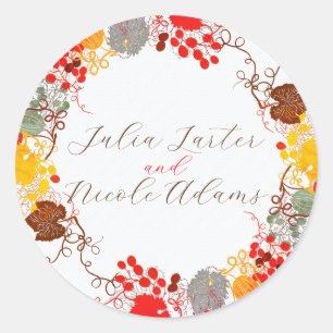 French Kissed Sweet Berry Grapes Flowers Wedding Classic Round Sticker