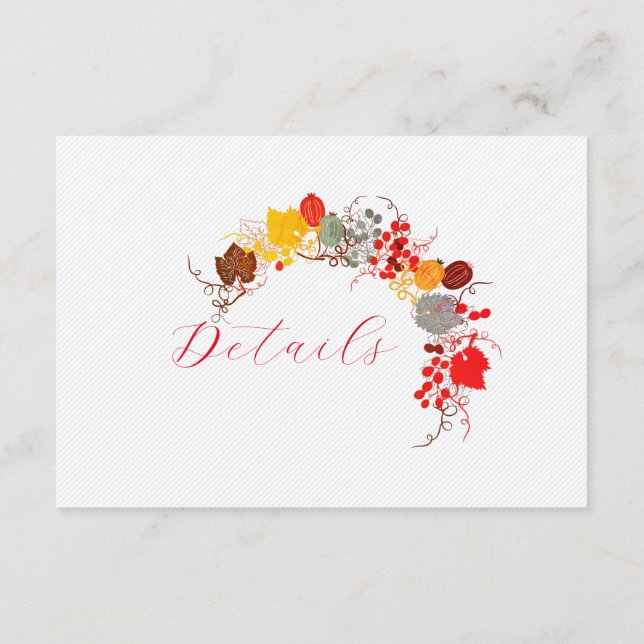 French Kissed Sweet Berry Grapes Flowers Wedding Enclosure Card (Back)