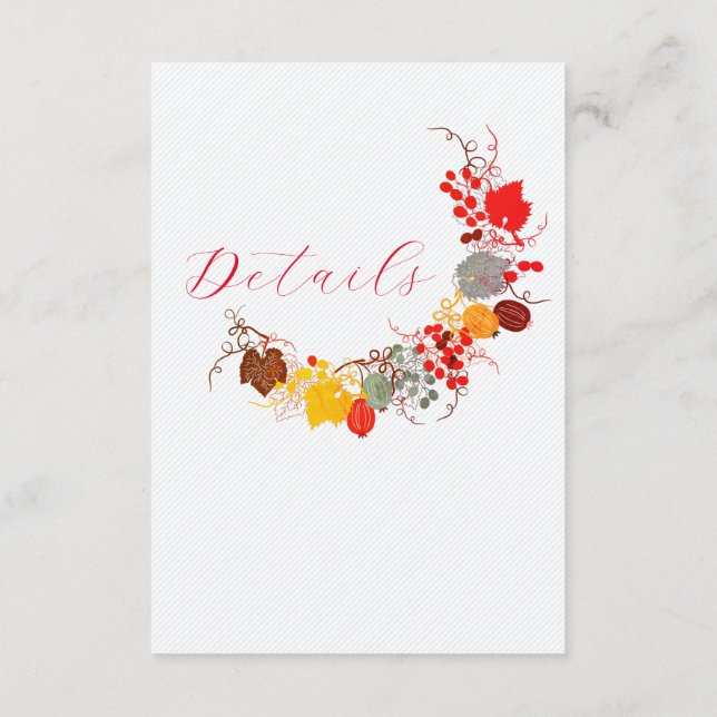 French Kissed Sweet Berry Grapes Flowers Wedding Enclosure Card (Back)