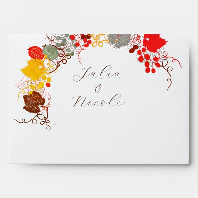 French Kissed Sweet Berry Grapes Flowers Wedding Envelope (Front)