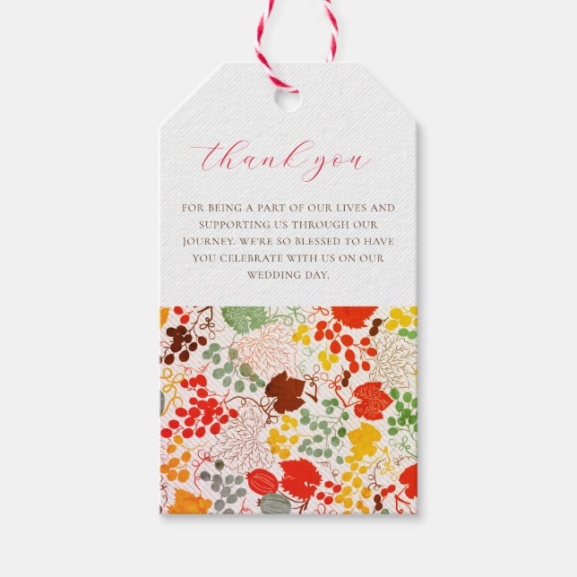 French Kissed Sweet Berry Grapes Flowers Wedding Gift Tags (Front)