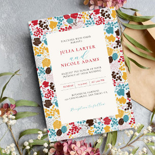 French Kissed Sweet Berry Grapes Flowers Wedding Invitation