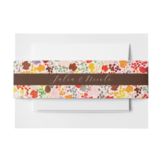 French Kissed Sweet Berry Grapes Flowers Wedding Invitation Belly Band (Front Example)