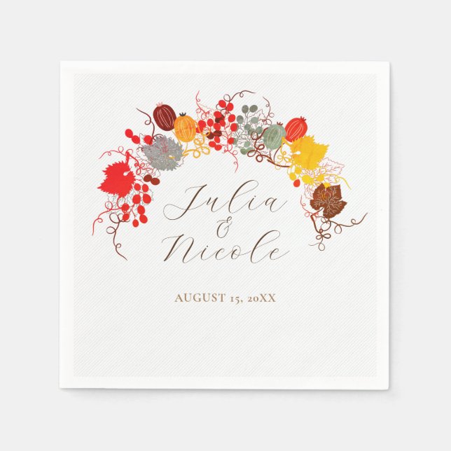 French Kissed Sweet Berry Grapes Flowers Wedding Napkin (Front)