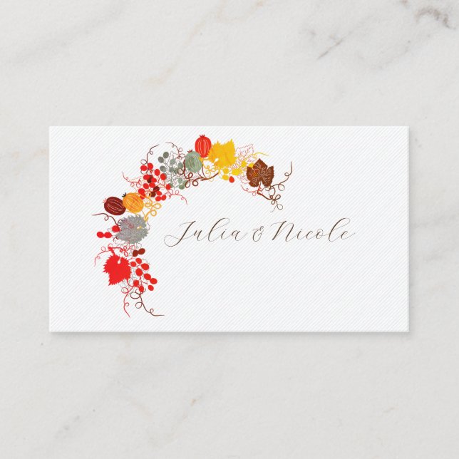 French Kissed Sweet Berry Grapes Flowers Wedding Place Card (Front)