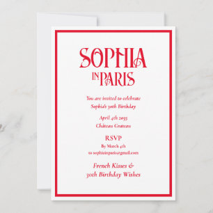 French Kisses 30th Birthday Wishes Paris Birthday Invitation
