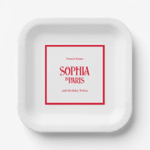 French Kisses & 30th Birthday Wishes Paris Party Paper Plate