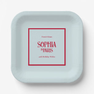 French Kisses & 40th Birthday Wishes Paris Party Paper Plate