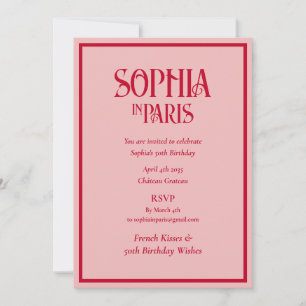 French Kisses 50th Birthday Wishes Paris Birthday Invitation
